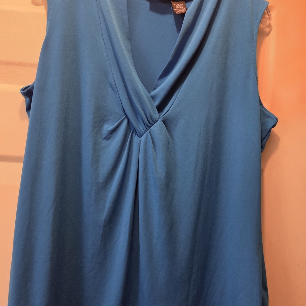 East 5th Draped Blue Sleeveless Top